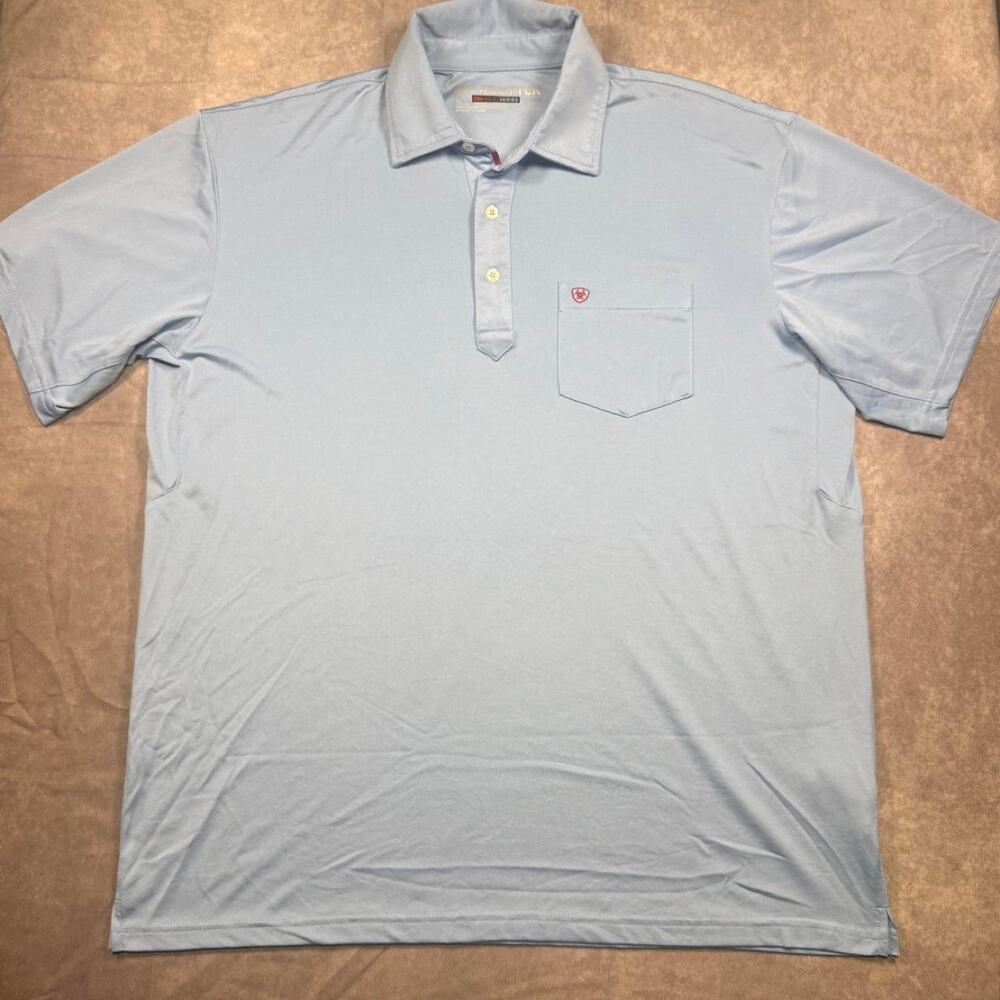 Ariat Men's AriatTEK Heat Series Performance Polo Shirt - Light Blue - Size L